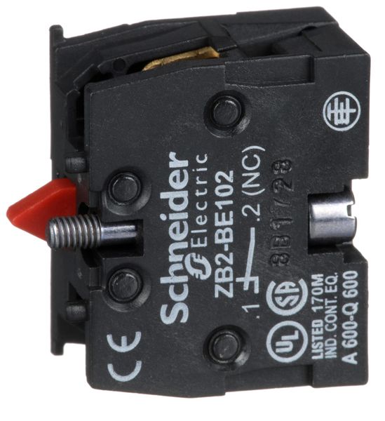 Schneider Electric (ZB2BE102) Contact Block, 10 A, 600 V, 1 Pole