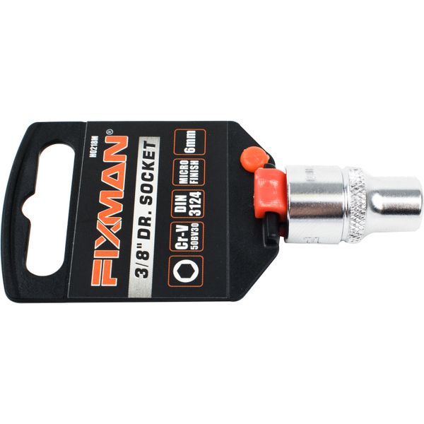 Fixman - Hex Socket - 3/8 Inch Drive - 6mm - 4 Pack