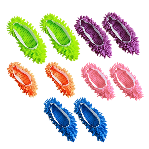 Multicolour Microfiber Mop Slippers Floor Cleaning Shoes (5 Pairs)