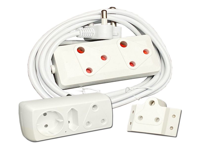 Everlotus Extension Cord 3M Bundle With 3 Way Multi Plug And 1 Adapter