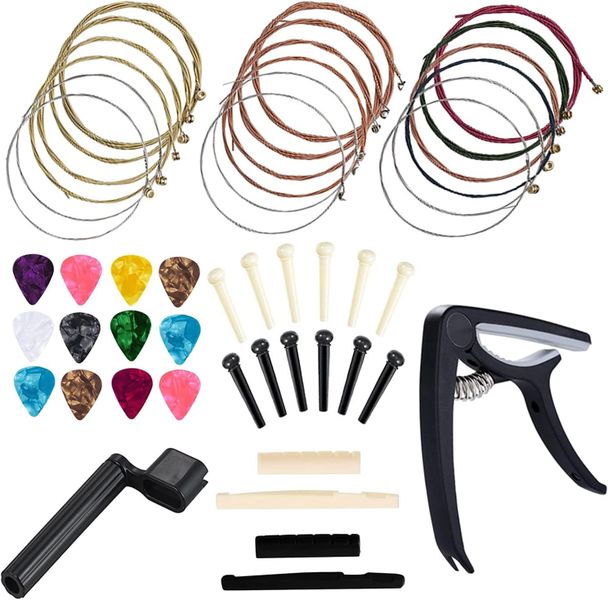 48pcs Guitar Accessories Kit Replacement Strings, Picks, Capo, etc (j13)