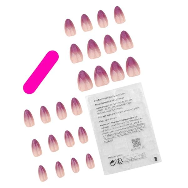 24 Piece - Almond-Shaped Press-On Nails - Purple