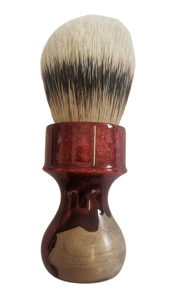 Shaving Brush Oumo Master Series Wood and Resin Silk Silvertip Badger Red