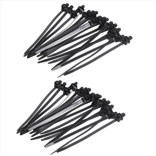 Nylon Push Mount Car Dome Cable Zip Tie 162mm Length 40 Pcs Black