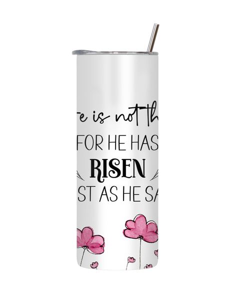 Risen 20 Oz Tumbler with Lid Straw Trendy Easter Graphic Design Present 090