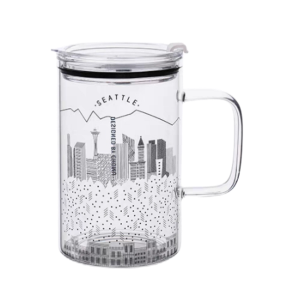 Large Capacity Cup with Lid and Straw Set - Black City
