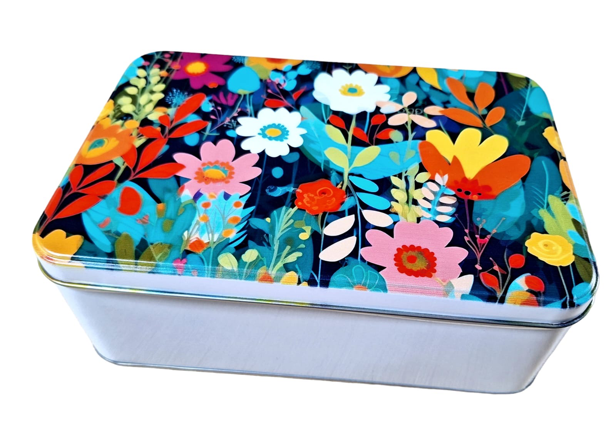 Beautiful Storage Tin - Bright Assorted Blooming Flowers | Shop Today ...