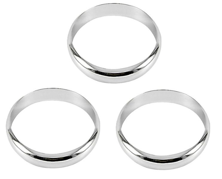Solid stainless steel D shape round bangle 10mm wide - set of 3