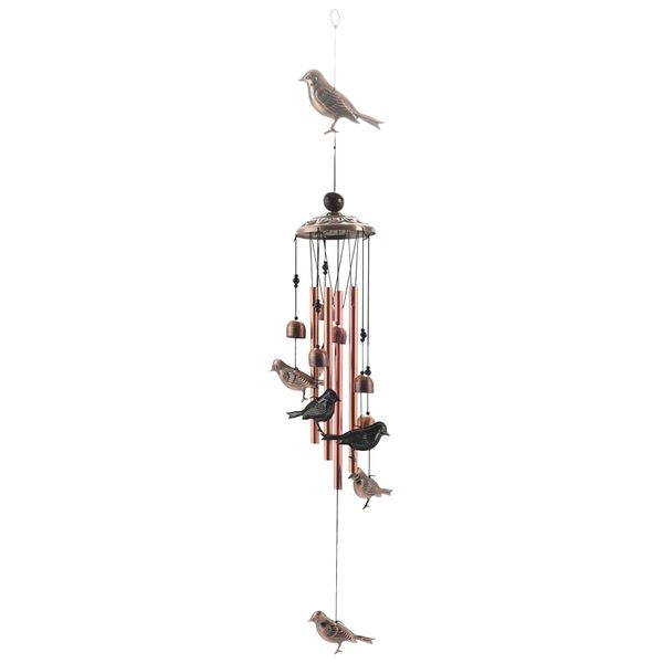 Bird Wind Chimes Metal with 4 Aluminum Tubes 6 Bells for Home