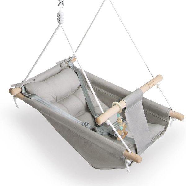 3-Mode Outdoor/Indoor Baby Swing - Adjustable 5-Point Harness, Soft Canvas