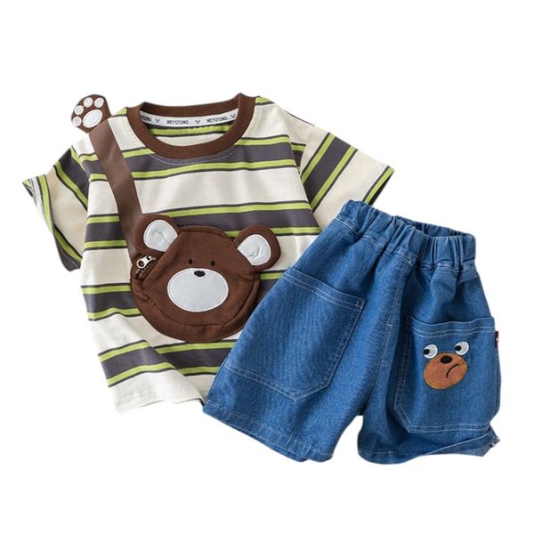 Summer Bear Adventure Clothing Set for Boys