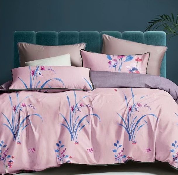 Linen Boutique - Duvet Cover Set Reversible-Florist-LightPinkGrey