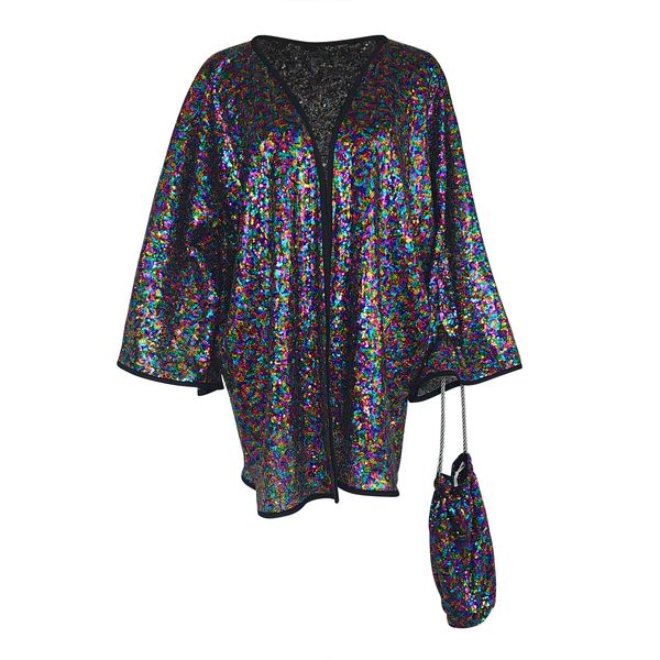 Multi Colour Sequin Kimono &amp; Matching Bag