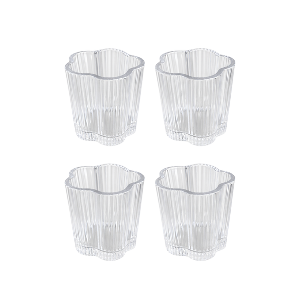Flower Ribbed Glass 185ml - Set of 4
