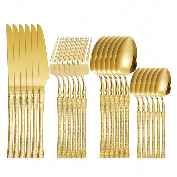 Cem 24 Piece Stainless Steel Cutlery Flatware Sets - Knife Fork Spoon Sets
