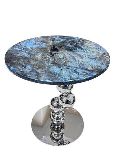 Beloving-Modern Stainless Steel Griotte Round Coffee Table for Sofa Side
