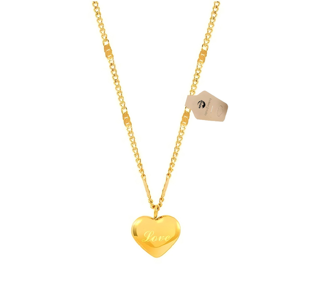 IPSTYLE Necklace Ms Simple Fashion Peach Heart Engraved Love Holiday Gifts