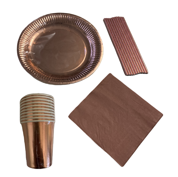 Rose Gold Party Pack for 10 with Table Decorations