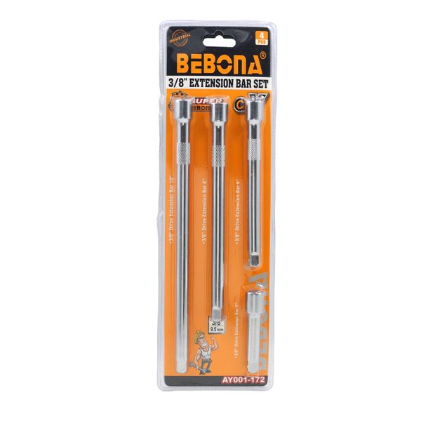 Bebona 4pc 3/8" Drive Extension Bars - Long Reach Socket Set CR-V