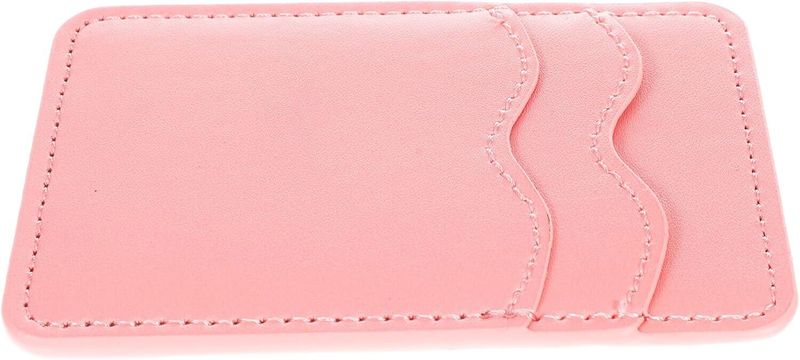 Pink PU Leather Double Card Slot Adhesive Phone Wallet Sticker For Women