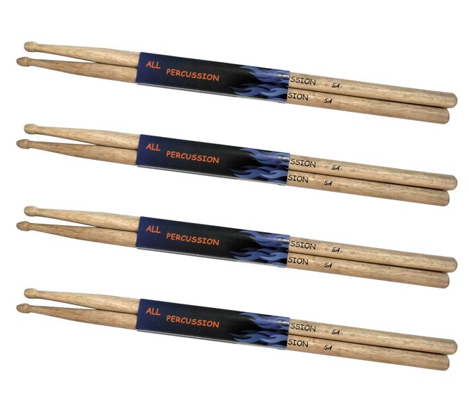 Bergen All Percussion D8-RBW5A - 5A Oak Drumsticks - Pack of 4