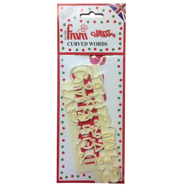 FMM MERRY CHRISTMAS Curved Words Icing Cutters Sugarcraft Cake Decorating