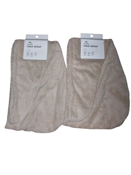 Towel Hair Wrap - Brown Set of 2