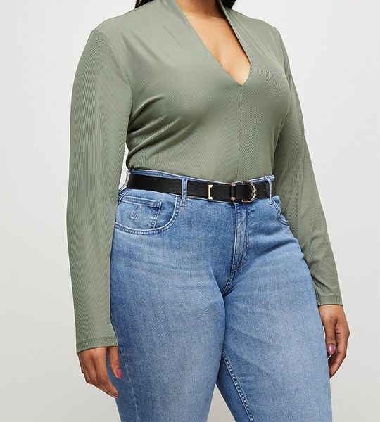 Women's MILLA Ribbed V Neck Bodysuit Green Tea