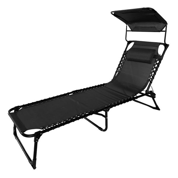 Sun Lounger Folding Reclining Chair Adjustable Chair with Canopy