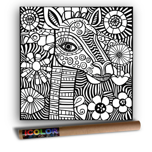 iColor Large Colouring Poster ZANY ZEBRA