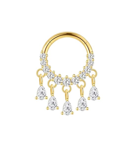 Sterling Silver CZ Gold Dangle Teardrop Piercing Jewelry