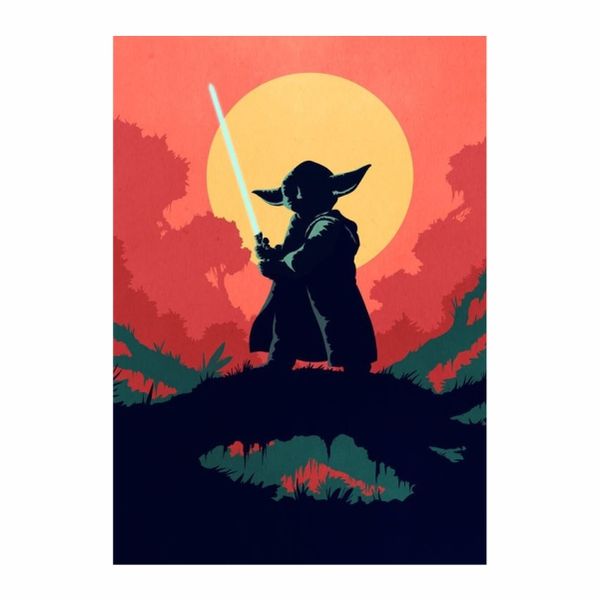 Yoda Silhouette Light Saber Poster - A1