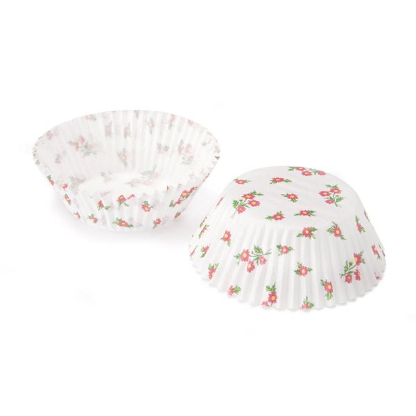 3 x 72 Eddingtons Medium Cupcake Wrappers Muffin Cases White &amp; Red Flowers