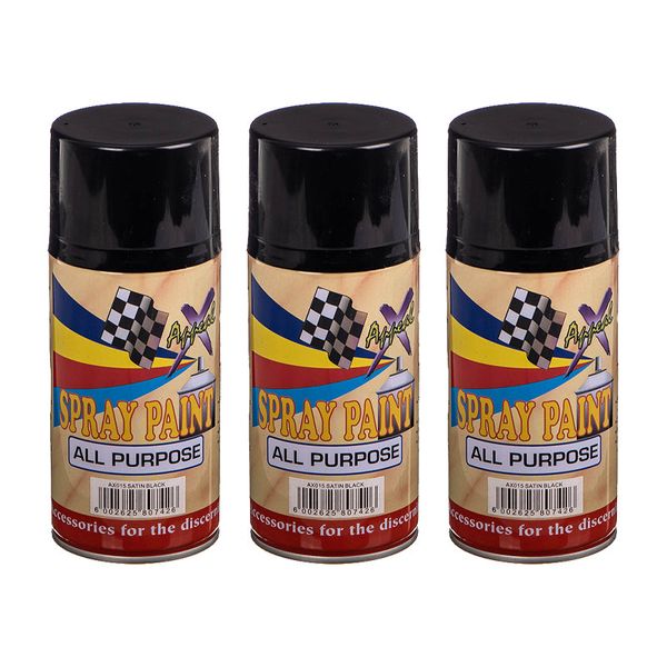 Spray Paint Satin Black (250ml x 3)