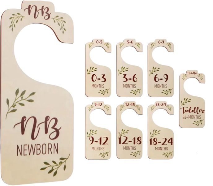 8 Closet Dividers Organizer Wooden Clothing Hangers Nursery Baby Shower