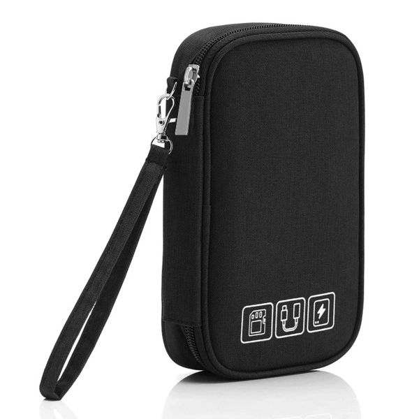 Electronic Organizer Small Travel Cable USB Charger Battery Bag with Zipper