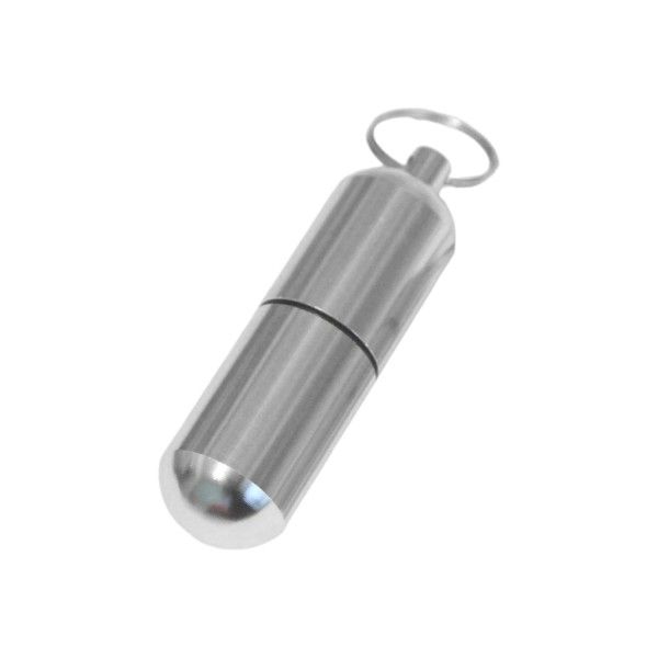 Multifunctional Pill Storage Capsule With Keychain Feature - Silver