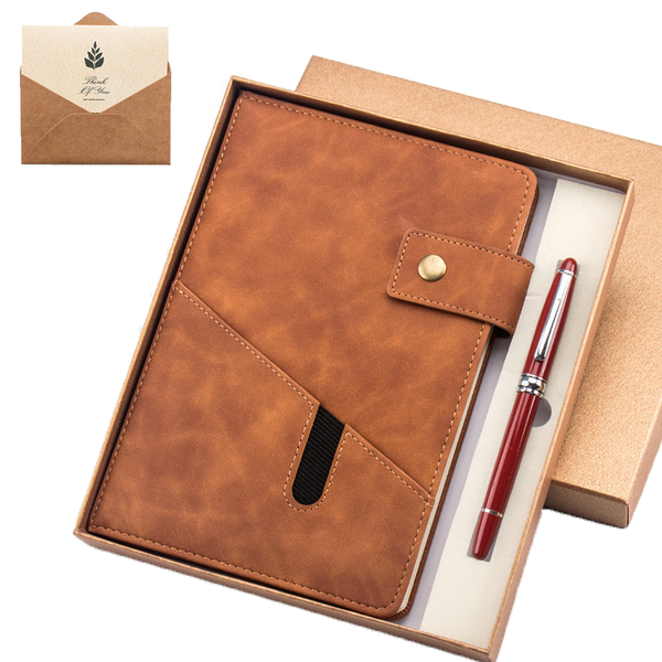 A5 Leather Journal Notebook Kit,Hardcover Journal Set w Pen,Gift Card &amp; Box