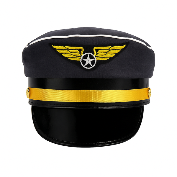 Black Captain Pilot Party Hat for Men and Women