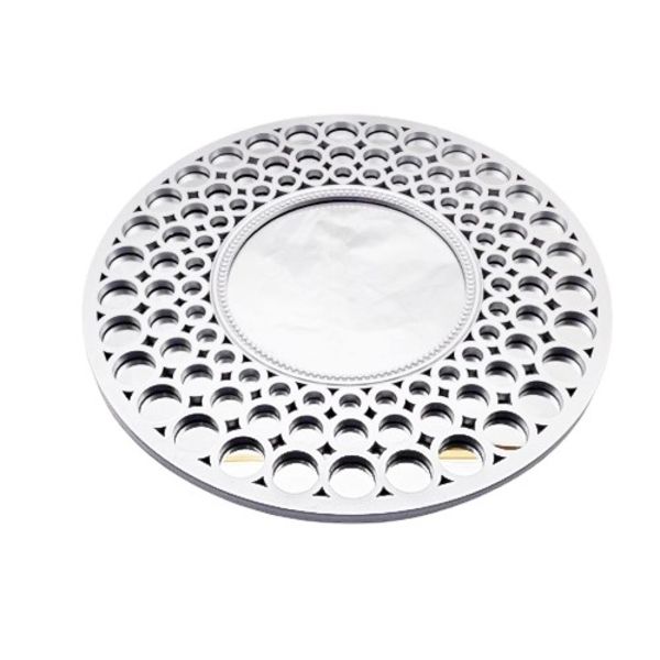 Mirror 63cm Round With Circular Patterns White - Home Essentials