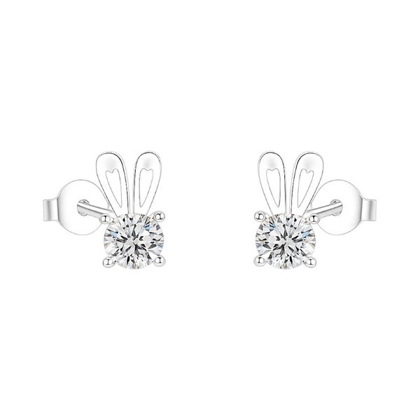 Sterling Silver Bunny Stud Earrings - Silver