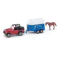 Bruder outlets jeep land rover station wagon with horse trailer and horse