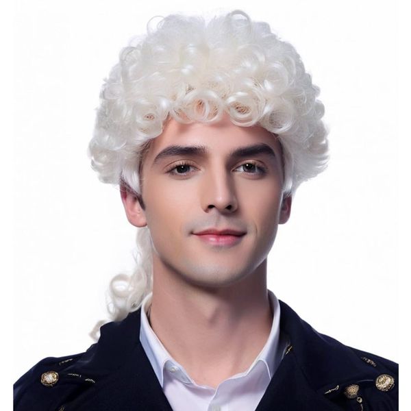 Long Judge Wig White Court Lawyer Wig Vintage Style Wig Role Play Theme Wig
