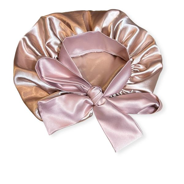 Dubis Double Layer Sleeping Night Cap /Silk Bonnet (Headwrap) Dusty Pink