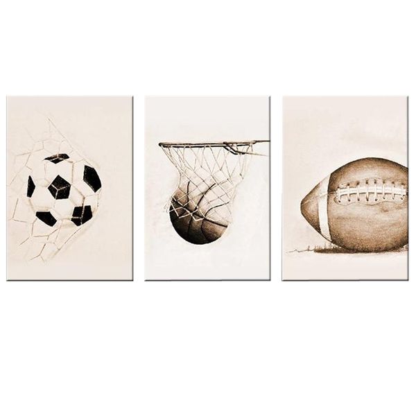 Canvas cm-Art-3 Pieces Nordic Sport Boys Themed Wall Art