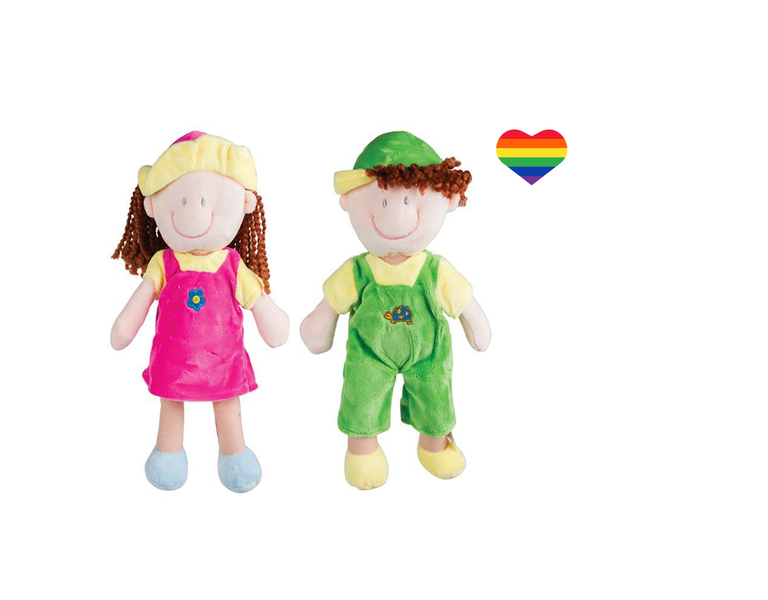 Set Of 2 Rag Doll With Rainbow Heart Sticker