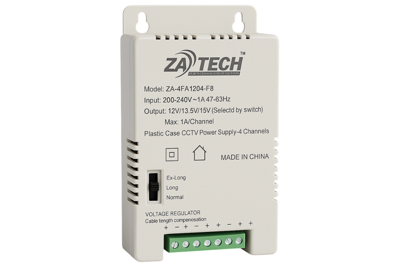 Zatech 4CH CCTV Power Supply, 48W, 12V/13.5V/15V Adjustable Output