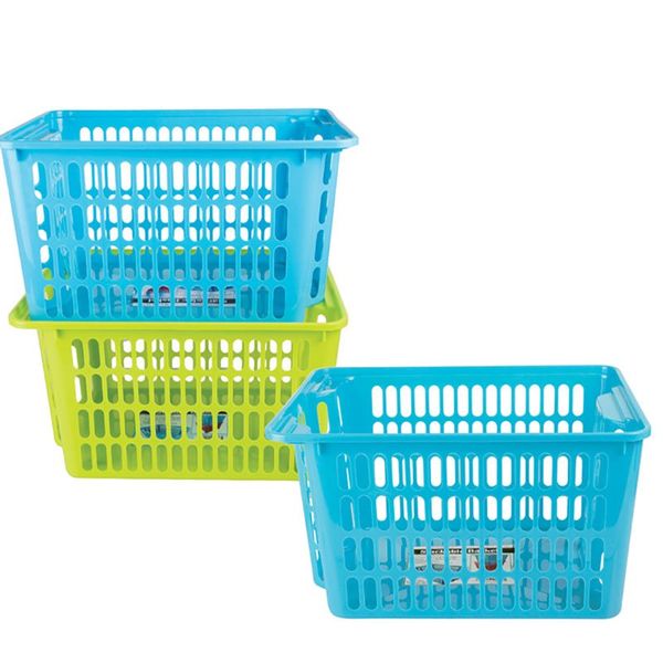 Bulk Pack x 3 Plastic Stacking Baskets 38x27x19cm