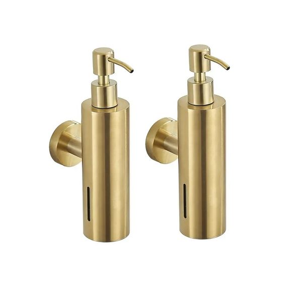 2Pack Stainless Steel 304 Manual Wall Mount Liquid &amp; Soap Dispenser Square