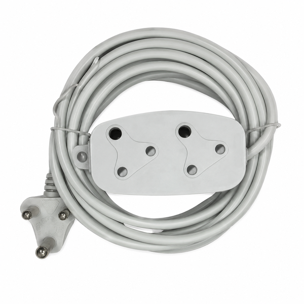Electrosense 5m Extension Cord 16A Side by Side Heavy Duty 3 Pin White